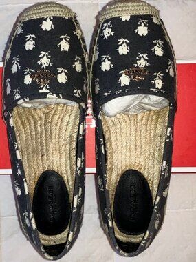 Coach Espadrille flats Floral Canvas Black & White